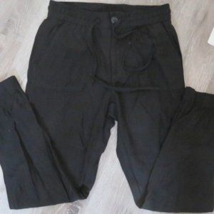 TAHARI Black PANTS Elastic Waist Zip Front & Ties Small (K322)